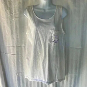‼️EUC: 100% Cotton Ivory Ella Elephant White Pocket Tank Top - S